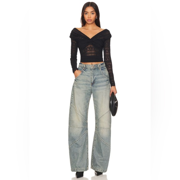 🌻🆕FREE PEOPLE Hold Me Closer Top Black-Size Medium - Picture 9 of 13